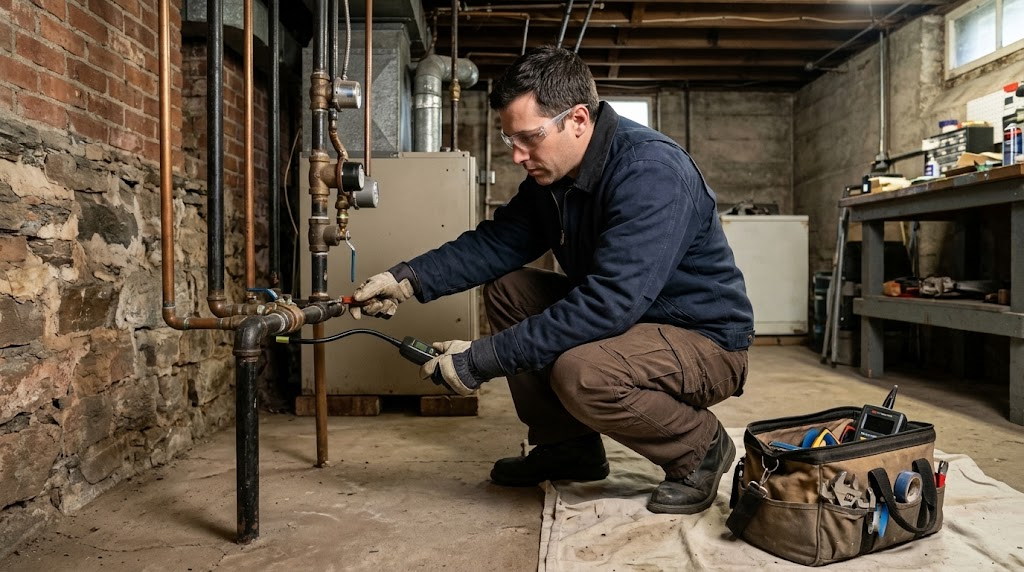 Natural gas piping pressure test and manifold inspection in Hunts Point, Bronx
